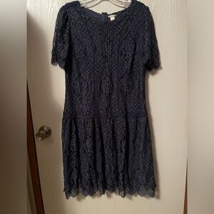 Sundance Dusty Blue Lace Overlay Romantic Dainty Dress Size M